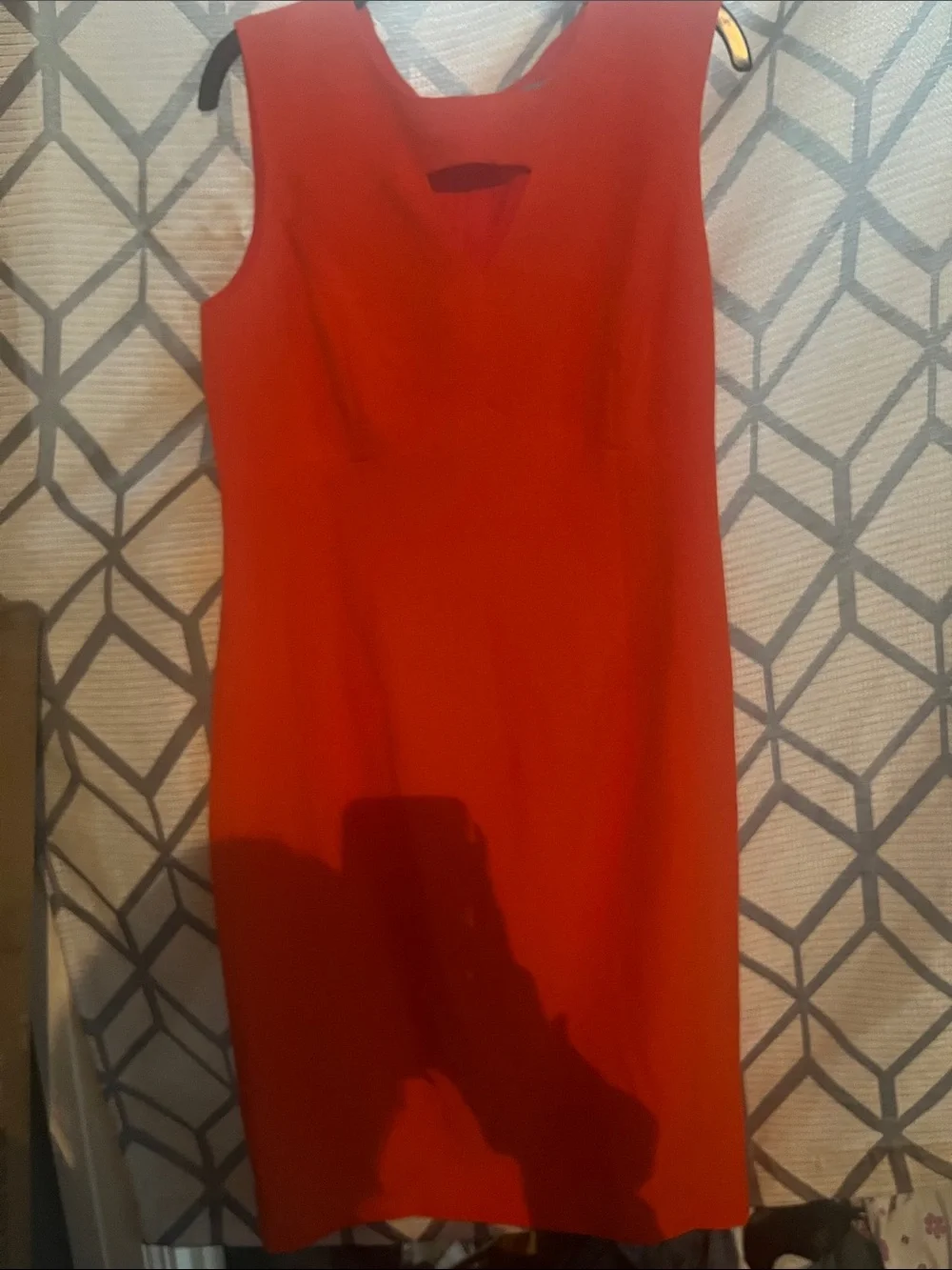 Kasper Red Sleeveless Sheath Dress with Front Cutout